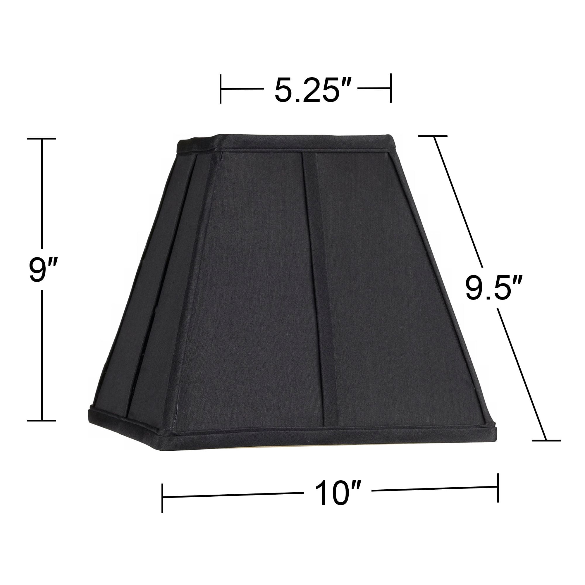 Springcrest Collection Set of 2 Square Lamp Shades Bavarian Black Small 5.25" Top x 10" Bottom x 9.5 Slant Spider Replacement Harp and Finial Fitting
