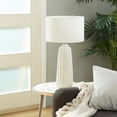 thumbnail image 2 of DecMode 24" Ribbed White Table Lamp with White Fabric Shade, 2 of 16