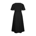 thumbnail image 6 of Sakmal Dresses Women Crew Neck Long Short Sleeve T Shirt Black Dresses ,Sizes S-2XL, 6 of 6
