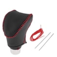 thumbnail image 1 of Cubierta de pomo de cambio de marchas Unique Bargains, protector de manija de cambio para Kia Soul 2020-2023, cuero sintético negro y rojo, 1 of 6