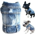 thumbnail image 3 of Pet Dog Cat Blue Denim Jeans Jacket Coat Vest, 3 of 10