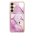 thumbnail image 2 of For Samsung Galaxy S24 Plus Marble Patterned Case with Card Holder, Back Folio Kickstand PU Leather + Soft Crystal Bumper Edge, Magnetic Clasp Back Cover For Samsung Galaxy S24 Plus,Darkpurple, 2 of 7
