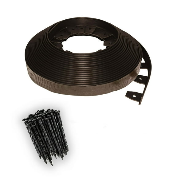 EasyFlex Heavy Duty No-Dig Landscape Edging, 90 ft. kit, Brown Woodgrain