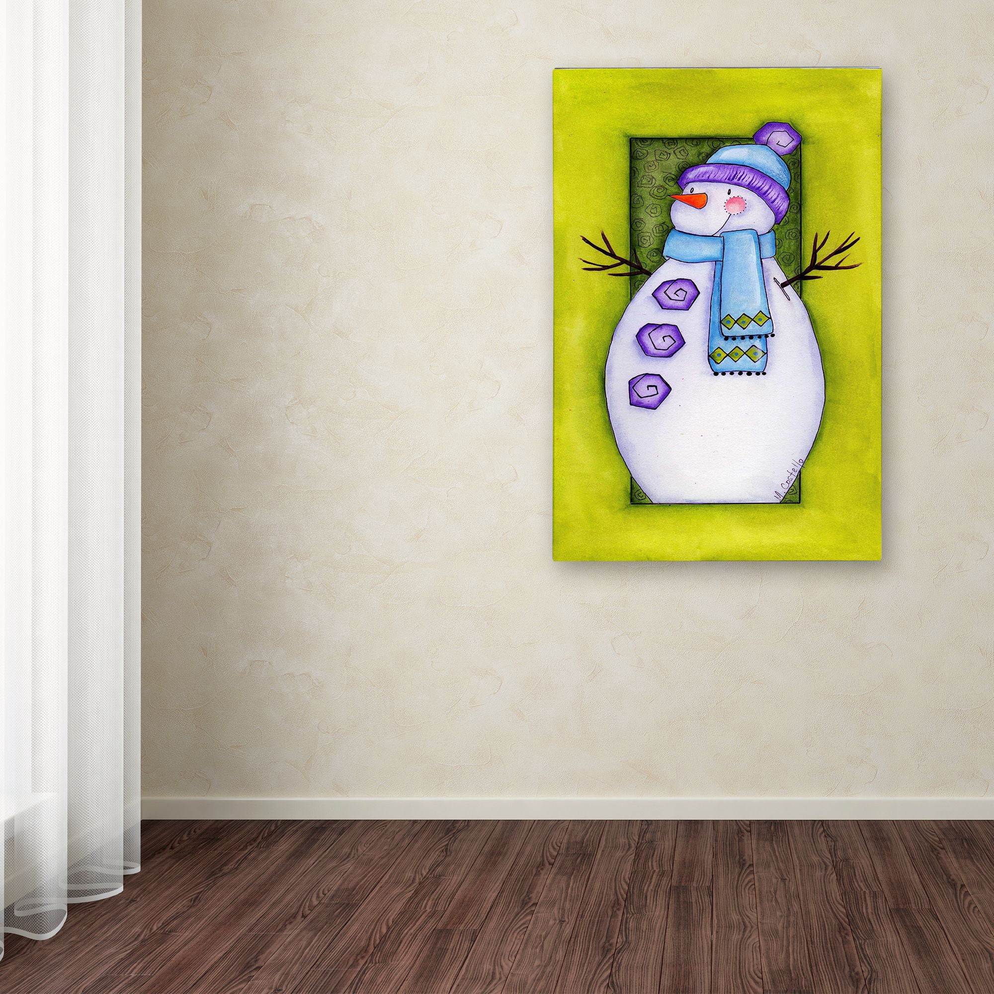 Trademark Fine Art 'Holiday Wishes Snowman' Canvas Art by Maureen Lisa Costello