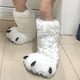 thumbnail image 4 of Zapatillas de invierno con garra de oso para niños y niñas, zapatos de Casa cálidos y peludos para interiores, botas de algodón, deslizantes de piel, 4 of 5