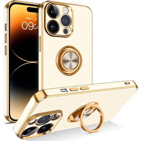 ZUKKASHAN iPhone 14 Pro Case, Slim Lightweight 360° Ring Holder Kickstand Support Car Mount Shockproof Women Men Non-Slip Protective Case for iPhone 14 Pro