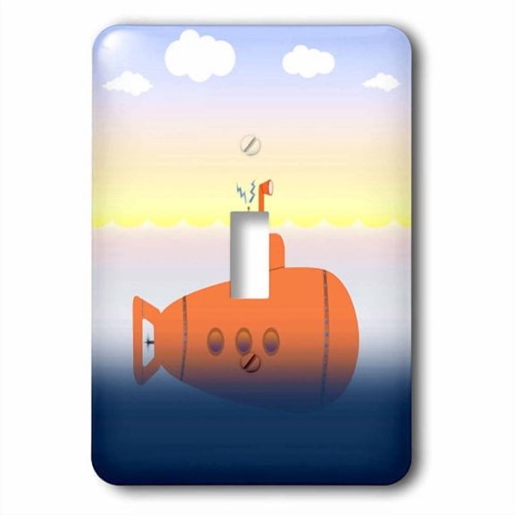 3dRose, Image of Adorable Orange Submarine Against Colorful Sky, single toggle switch