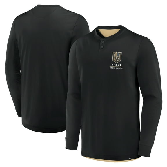 Men's Fanatics Black Vegas Golden Knights Adrenaline Push Long Sleeve Henley Shirt