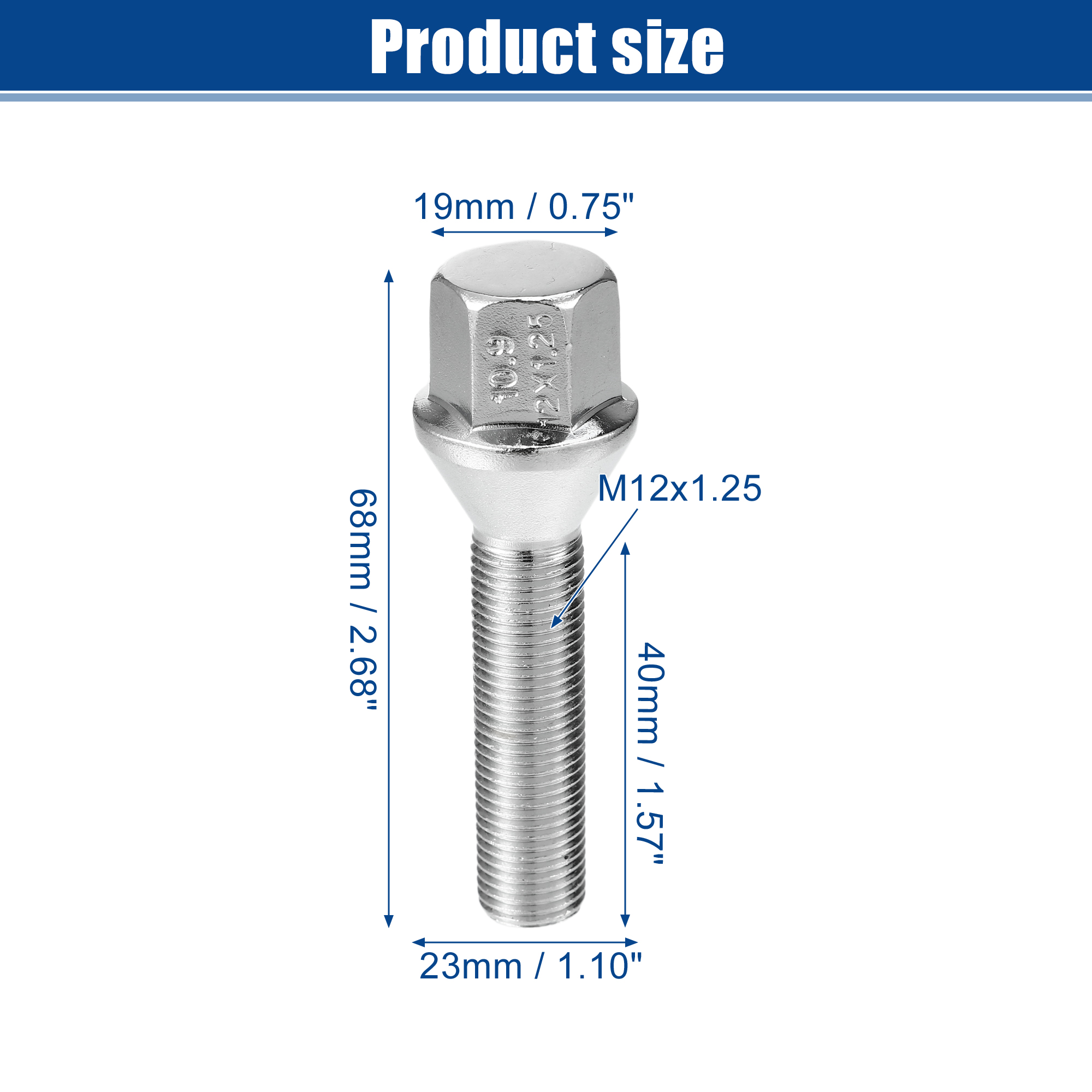 Unique Bargains Extended Wheel Lug Bolts for Jeep Cherokee 2014-2022 M12x1.25mm