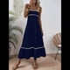 thumbnail image 5 of Vestido de Verano para Mujer, con Tirantes Finos, Informal, Fluido, de Encaje, Midi, para Playa, 2025. Azul Marino M, 5 of 7