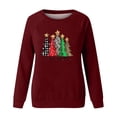 thumbnail image 4 of Crayolaes Hauts pour Femmes Chic Décontracté Automne, Mode de Noël Décontractée pour Femmes Imprimé Col Rond Ample Long Chandail Sans Capuche Manche/bordeaux, (TTG), 4 of 4