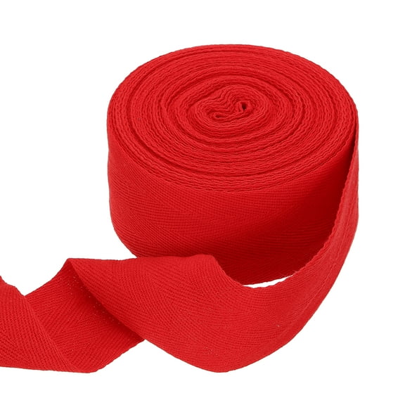 Uxcell Cotton Twill Tape Ribbon 2" 11 Yard Herringbone Webbing Tape, Red