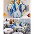 thumbnail image 3 of Round Tablecloth Watercolor Horse Pattern Elastic Edge Fitted White Blue Turquoise Green Plastic Table Cover,Waterproof Oil Proof for Dinner,Outdoor, Picnic, 55"- 60" DIA Tables, 3 of 8
