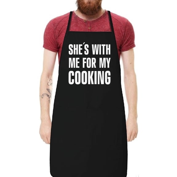 Awkward Styles Adjustable Unisex Bib Apron for Cooking - She's with Me for My Cooking - Funny Design Apron