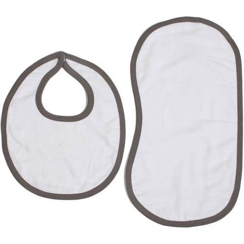 Bacati - Muslin 4 pack Bibs/Burp Cloths Elephants Pink Fuchsia Gray