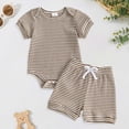 thumbnail image 2 of TOWED22 Toddler Baby Boy Construction Dinosaur Print Short Sleeve Tee Shorts Summer Clothes Khaki,0-3 M, 2 of 8