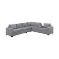 thumbnail image 2 of Luxurious Look 4pc Sectional Sofa Set W Console Cup Holder Light Gray Corduroy Plush Cushion Texture Couch Living Room, 2 of 6