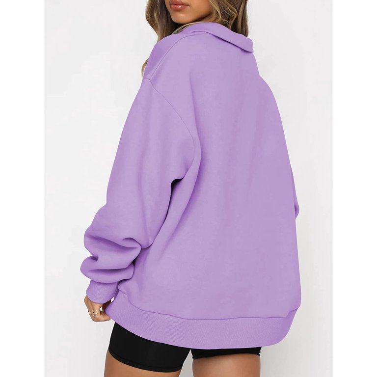 Womens Oversized Half Zip Pullover Long Sleeve Sweatshirt