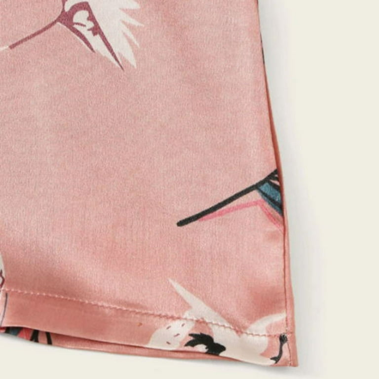 wofedyo Pajamas for Women Women s Home Suit Flamingo Print Fashion Slim Pajamas Four Piece Set for All Seasons Women s Pajama Sets Christmas Pajamas