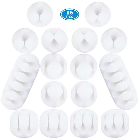 NimJoy 16 Multi-Slot White Networking Cable Organizers Wires Clips Adhesive Cord Holders Management