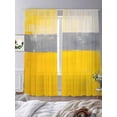 thumbnail image 3 of Watercolor Yellow Gray Sheer Curtains for Living Room Bedroom, Light-filtering Sheer Curtain, Color Block Rod Pocket Voile Window Treatment Drapes, 52’’Wx108’’L, 2 Panels Set, 3 of 7