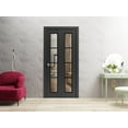 thumbnail image 3 of Sliding Closet Bi-fold Doors 72 x 96 inches | Lucia 2466 Matte Black Clear Glass | Sturdy Tracks Moldings Trims Hardware Set | Wood Solid Bedroom Wardrobe Doors, 3 of 5