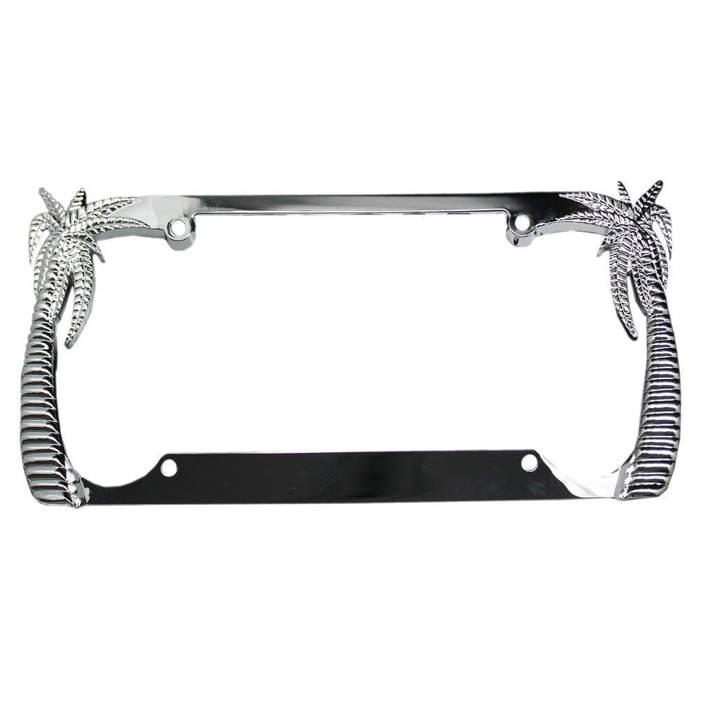 1PC LP109C License Plate Frame Car Truck SUV Palm Tree Trees Chrome