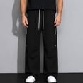 thumbnail image 6 of QQZ Wide Leg Cargo Pants For Men, Elastic Drawstring Casual Jogger Pants For Daily Walking Travel Weekend Wear, 6 of 9
