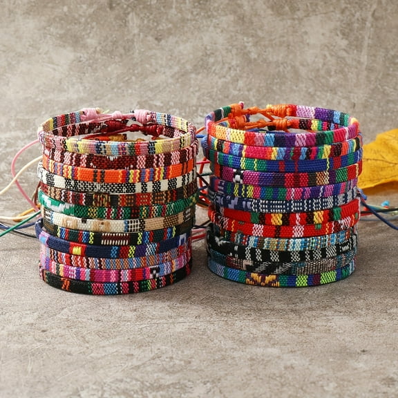 24 pieces of Bohemian woven friendship bracelet suits -bright and colorful polyester fabrics are very suitable for daily wear and vacation -,24 pieces