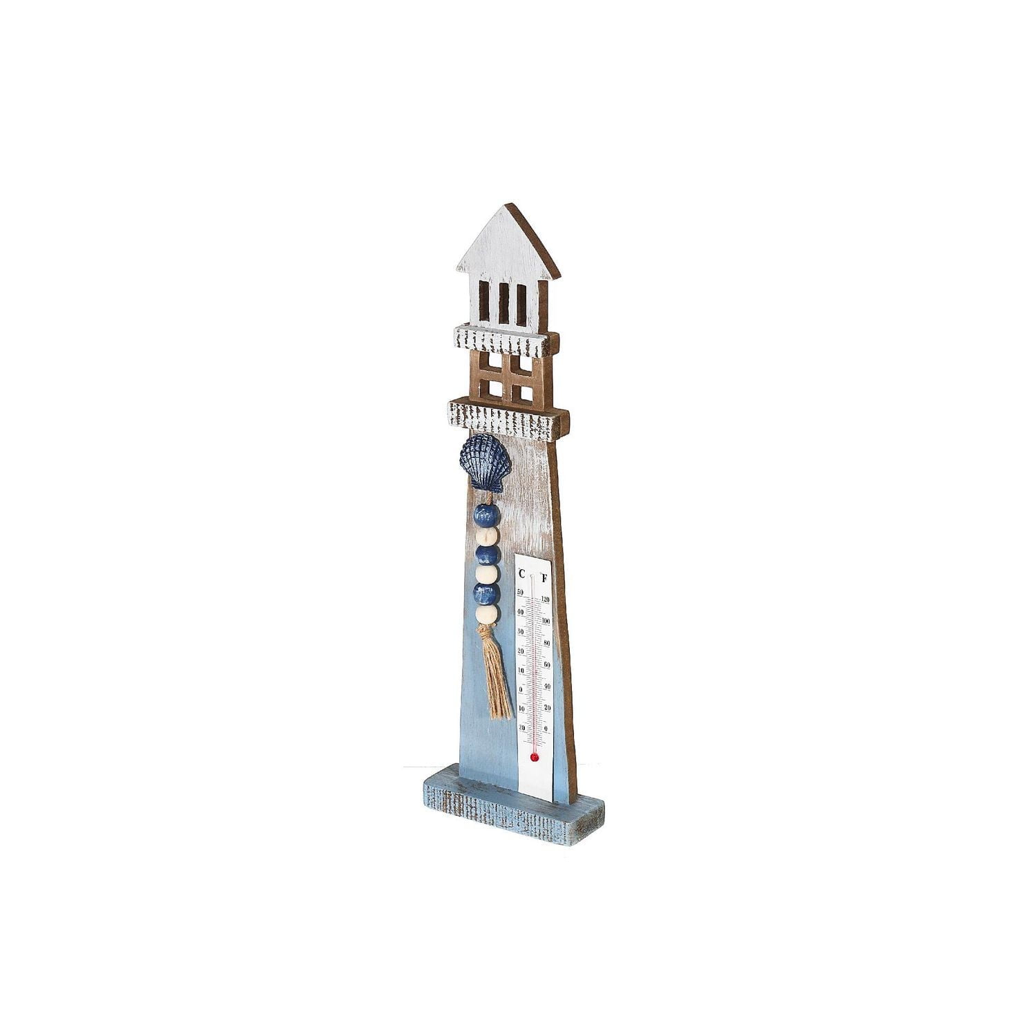 IH Casa Decor Lighthouse Avec Guirlande Perlée Et Thermomètre 18"