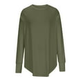 thumbnail image 6 of Eryao Women's Thumb Hole T-Shirt Long Sleeve Crew Neck Plain Shirts 2024 Fall Dressy Casual Solid Color Ruched Tee Tops for Women,Army Green,S, 6 of 8