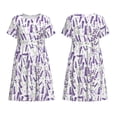 thumbnail image 3 of Bixox Robe d'Été à Manches Courtes pour Femmes Robe Ample Longueur Genou avec Poches-Fleurs Lavande, 3 of 7