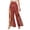 Red, variant on Women's Printed Wide Leg Straight Pants with Lace-Up Detail & Side Slit, Casual Flowy Trousers for Bohemian Style, Lightweight Fabric,Red XL