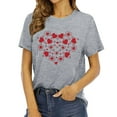 thumbnail image 2 of T-shirts à Col Rond pour Femmes Manches Courtes Mode Imprimé Cœur T-Shirt Ample Léger Confortable Doux Chandail Tenues Gris TTG, 2 of 4