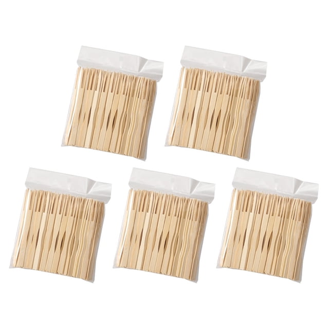 500 unidades de palillos desechables de bambú para fruta y tenedores para pasteles para el hogar y restaurantes (color madera).
