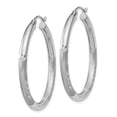 thumbnail image 2 of Auriga Fine Jewelry 925 Sterling Silver Rhodium-plated 3mm Polished/Satin Diamond-cut Hoop Earrings for Women, 2 of 6
