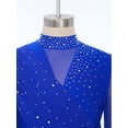 thumbnail image 6 of Hansber Kids Girls Lyrical Dance Dress Long Sleeve Sparkle Mesh Cutout Back Ice Figure Skating Leotard Dress Blue 12, 6 of 7