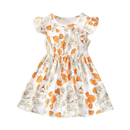 

QIPOPIQ Outfit Dress for Girls Clearance Infant Toddler Baby Girls Middle And Small Children s Flying Sleeve Print Dress Princess Dress