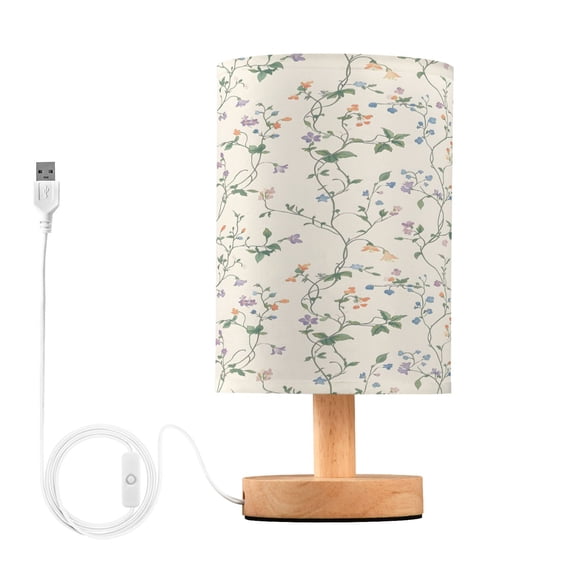 Flower Vine Table Lamp, Fully Dimmable Nightstand Lamp with USB and Linen Fabric Shade, Modern Gifts for Bedroom, Living Room, Office