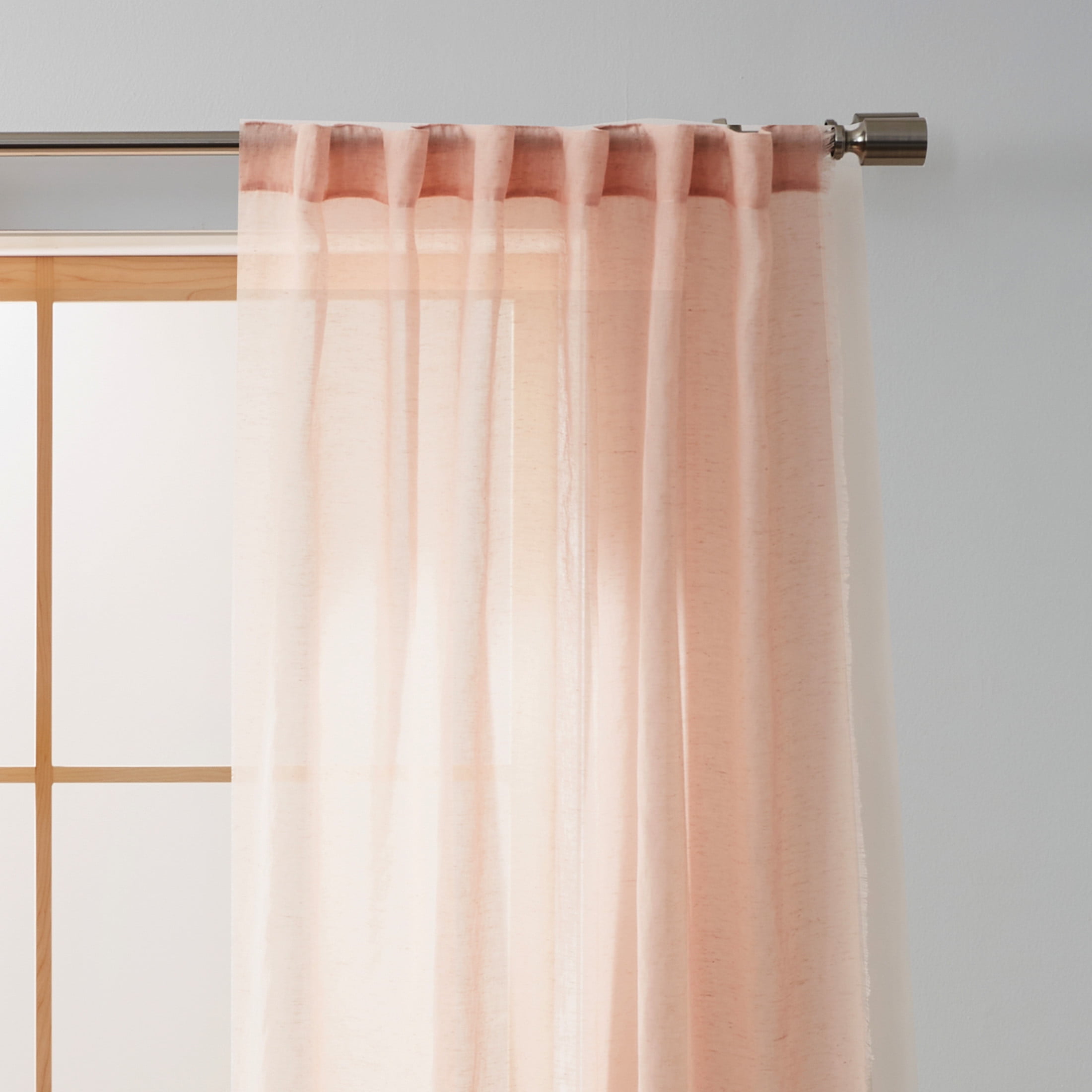 Better Homes & Gardens Solid Fringe Rod Pocket Curtain, Single Panel, Cherry Blossom, 50" W x 95" L