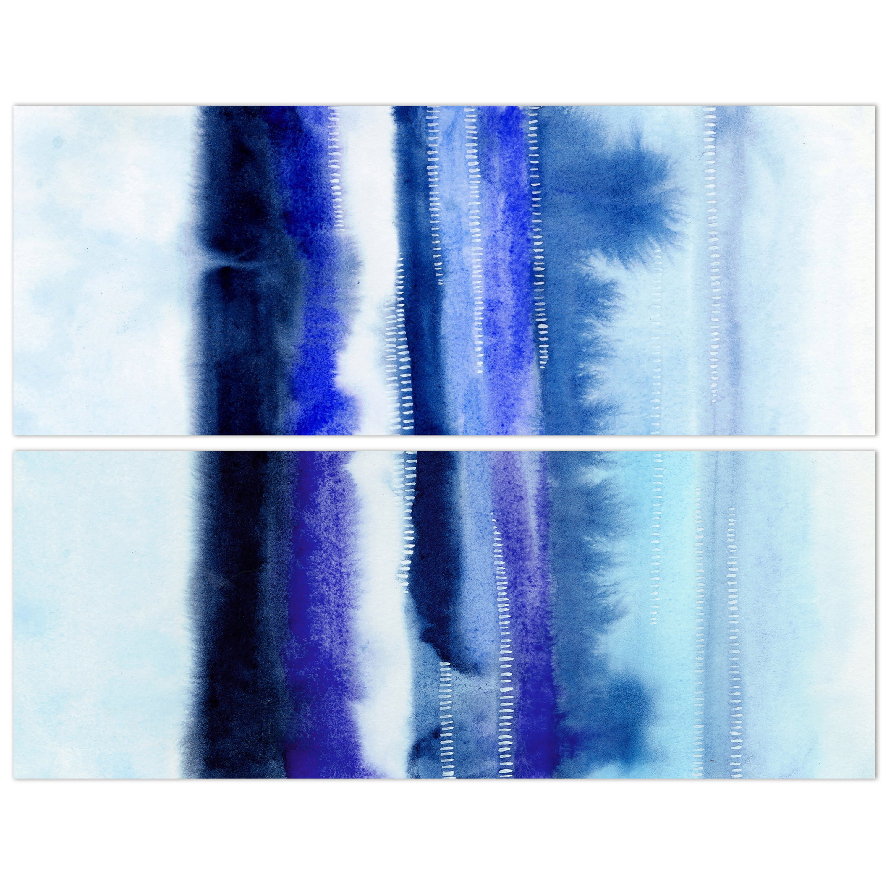 Empire Art Direct Shorebreak Abstract A & B Frameless Free Floating Tempered Glass Panel Graphic Wall Art, 63" x 24" each, Ready to Hang