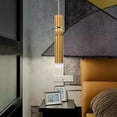 thumbnail image 3 of Modern LED Gold Pendant Lamp Hanging Ceiling Light Chandelier Brass Tube Shape Lighting Fixture, 3 of 22