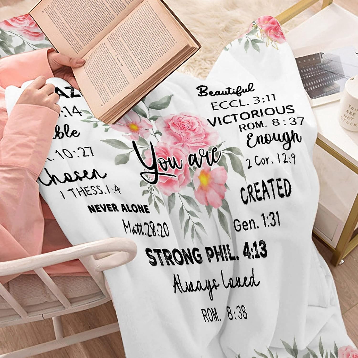 Bible Verse Blanket - Prayer Blankets and Throws with Scriptures - Christian Religious Gifts - Inspirational Thoughts and Religious Throw Blanket - 50"x60" Healing Blanket Gifts for Women Mom