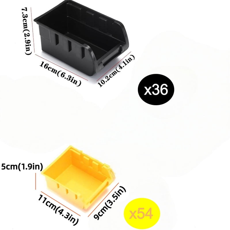 90 Pcs Wall Mounted Storage Bins with 6 Peg Boards Set, Garage Organizer Storage Shelf Unit
