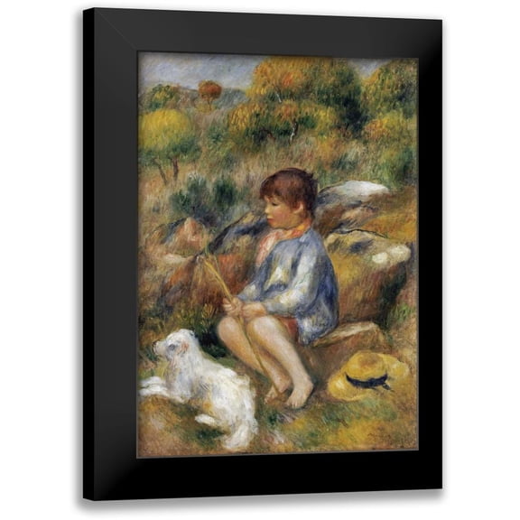 Renoir, Pierre-Auguste 11x14 Black Modern Framed Museum Art Print Titled - Young Boy By a Brook