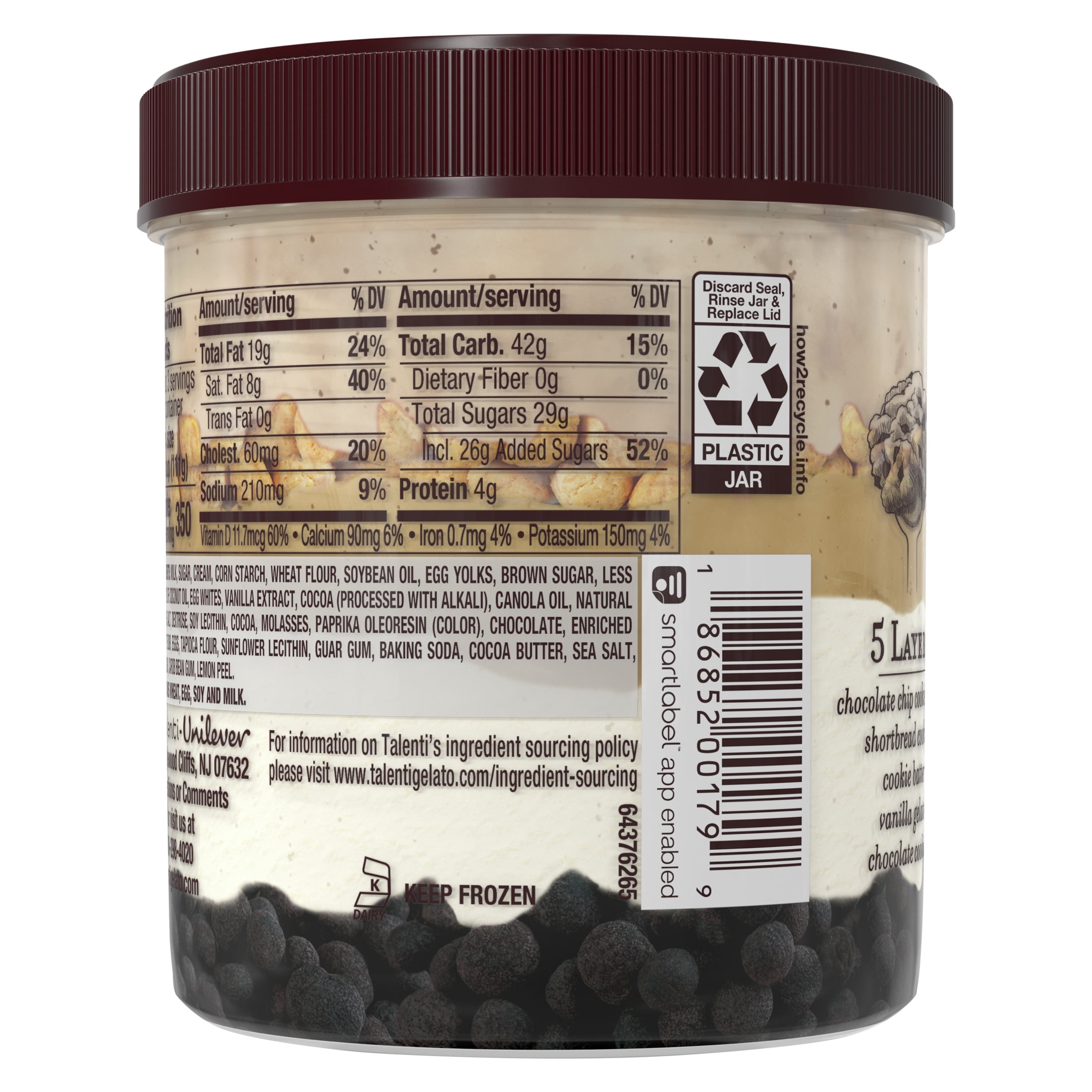 Talenti Gelato Layers Bakery Collection Chocolate Cookie Batter Frozen Desserts, 11 oz