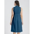 thumbnail image 3 of Moomaya Womens Solid Cotton Midi Dress, Sleeveless Summer Dress With Buttoned Closure, 3 of 8