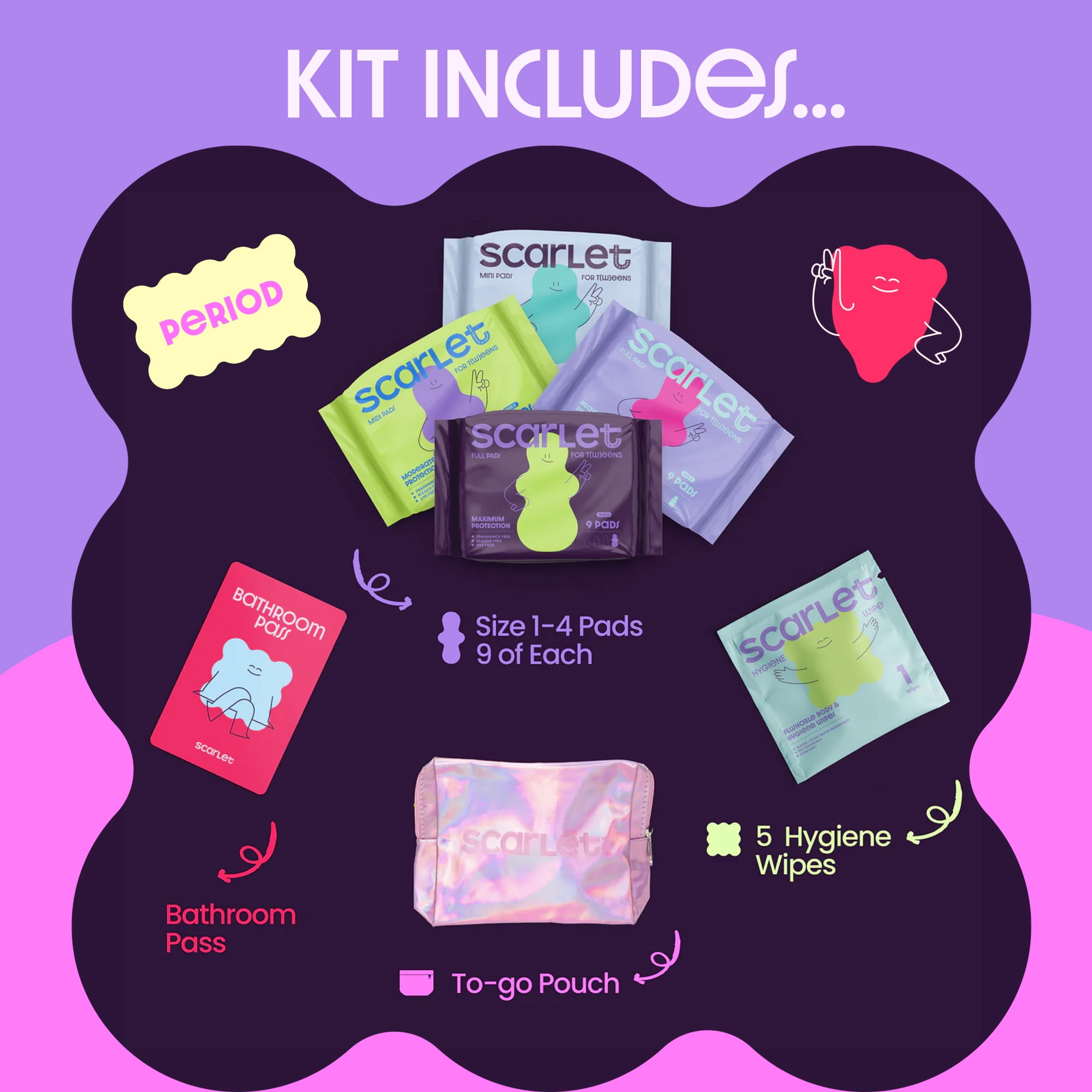Scarlet by RedDrop First Period Kit for Tweens & Teens