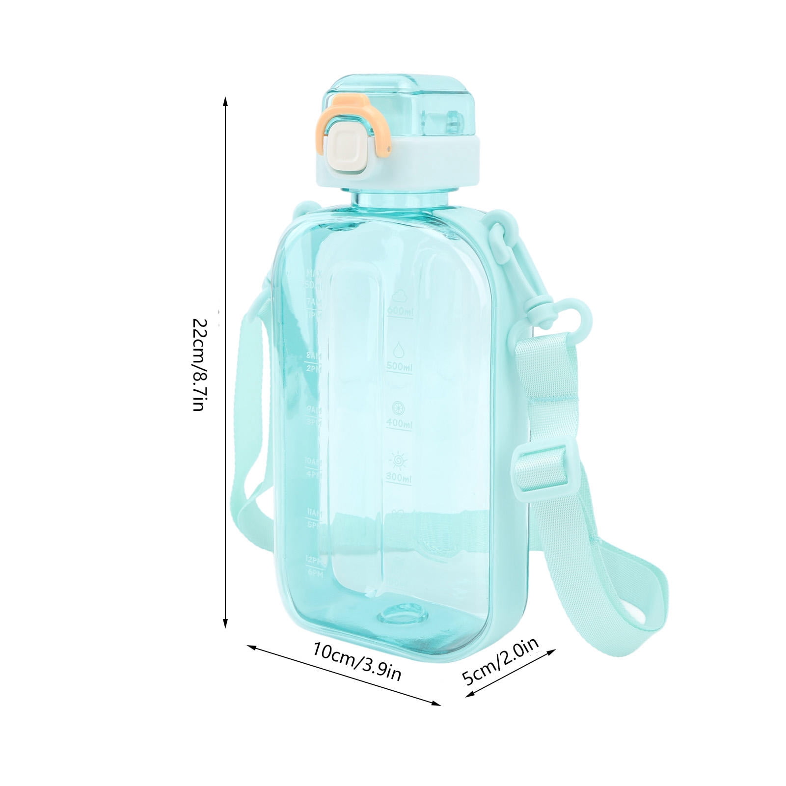 BOKYAN 750 ml Flat Water Bottle – Slim, Leak‑Proof, BPA‑Free PC, Clear Design with Scale & Carrying Strap for Travel, Gym & Camping