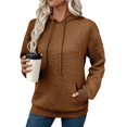 thumbnail image 3 of Sudadera con Capucha para Mujer, Informal, de Larga, con Cordón Ajustable, de Jacquard, Estilo Pulóver, Ropa Holgada. Marrón Oscuro M, 3 of 7